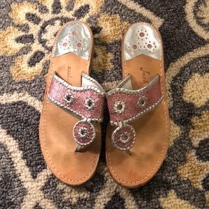 Jack Rogers Nantucket Thong Sandals - Pink Glitter